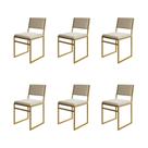 Kit 6 Cadeiras Industrial Isa Veludo Bege Base Dourado para Mesa Sala Cozinha - Dourado/bege