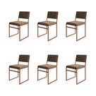 Kit 6 Cadeiras Industrial Isa Veludo Marrom Base Cobre para Mesa Sala Cozinha - Cobre/marrom