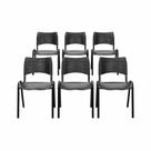 Kit 6 Cadeiras Iso Fixa Empilhável Reforçada para Recepção, Escritório, Igreja Cor Preta - Combo Stock