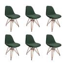 Kit 6 Cadeiras Jantar Estofadas Verde Eiffel Eames Base Cobre - Cor: Verde