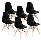 Kit 6 Cadeiras Moderna Sala Jantar Cozinha Eiffel Pé Palito Preto