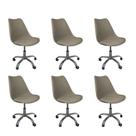 Kit 6 Cadeiras Office Base Cromada Com Rodizio Giratória Saarinen Bege