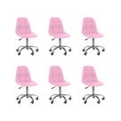 Kit 6 Cadeiras Office Eiffel Botonê Oficial Base Rosa