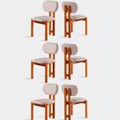 Kit 6 Cadeiras Organicas Turim Madeira Maciça Tecido e Linho Móveis Mundial