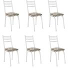Kit 6 Cadeiras Para Cozinha Tubular D-13 Nara De Aço Branco-cedro
