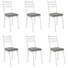 Kit 6 Cadeiras Para Cozinha Tubular D-13 Nara De Aço Branco-grafiato Kit 6 Cadeiras Para Cozinha Tubular D-13 Nara De Aço Branco-grafiato