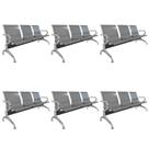 Kit 6 Cadeiras para Escritório Longarina 3 Lugares Aço Inox Dubai