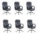 Kit 6 Cadeiras para Escritório Presidente material sintético Master Soft Preto