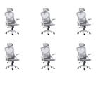 Kit 6 Cadeiras para Escritório Presidente Office Columbus com Tela Mesh