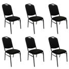 Kit 6 Cadeiras para Hotel Auditório Igreja Restaurante Eventos com Reforço Empilhável cor Preta Kit 6 Cadeiras para Hotel Auditório Igreja Restaurante Eventos com Reforço Empilhável cor Preta