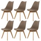 Kit 6 Cadeiras Para Jantar Cozinha Saarinen Leda Design Wood Base Madeira Nude