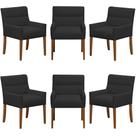 Kit 6 Cadeiras Para Mesa de Jantar Angel Base Madeira Corano Preto - Nexta Casa