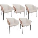 Kit 6 Cadeiras Para Sala de Jantar Estar Living Olívia L02 Linho Cru material sintético Camel - Lyam Decor