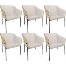 Kit 6 Cadeiras Para Sala de Jantar Estar Living Olívia L02 Linho Cru material sintético Fendi - Lyam Decor