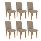 Kit 6 Cadeiras para Sala de Jantar Estofadas Tais Bege/Cinamomo