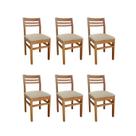 Kit 6 Cadeiras para Sala de Jantar Rústicas com Assento em material sintético Madeira Maciça Diamante