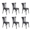 Kit 6 Cadeiras Paris Luxo Sala de Jantar Área Gourmet Estrutura Aço Resistente Premium - Preta/preta