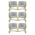 Kit 6 Cadeiras Poltrona Lua Bouclê Sala Quarto Gold Balaqui