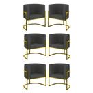 Kit 6 Cadeiras Poltrona Lua material sintético Sala Quarto Gold Balaqui Kit 6 Cadeiras Poltrona Lua material sintético Sala Quarto Gold Balaqui