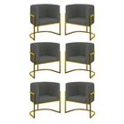 Kit 6 Cadeiras Poltrona Lua Veludo Sala Quarto Gold Balaqui