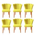 Kit 6 Cadeiras Poltrona Sala de Jantar Penteadeira Reforçada Decorativa Pétala Suede Amarelo Kit 6 Cadeiras Poltrona Sala de Jantar Penteadeira Reforçada Decorativa Pétala Suede Amarelo