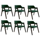 Kit 6 Cadeiras Sala de Jantar e Jogos Carteados Madeira Maciça Poker Veludo Verde/Capuccino G42 - Gran Belo