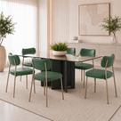 Kit 6 Cadeiras Sala de Jantar Lisa Pés Champanhe PU Verde M2 - Monari Design
