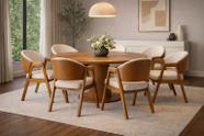 Kit 6 Cadeiras Sala de Jantar Premium com Braço Madeira Maciça Movellu Home