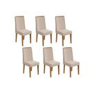 Kit 6 Cadeiras Sala Jantar Exclusive 6 Un Rovere/Amêndoa/Linho Rinzai Bege - Lopas Kit 6 Cadeiras Sala Jantar Exclusive 6 Un Rovere/Amêndoa/Linho Rinzai Bege - Lopas