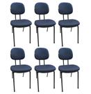 KIT 6 Cadeiras Secretária Pé Palito Estofada JSerrano Azul com Preto Para Escritório Recepção Igreja Escola
