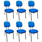 KIT 6 Cadeiras Secretária Pé Palito Estofada JSerrano Azul Para Escritório Recepção Igreja Escola