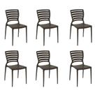 Kit 6 Cadeiras Sofia Marrom Tramontina Encosto Vazado Horizontal 92237/109