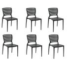 Kit 6 Cadeiras Sofia Preta Tramontina Encosto Vazado Horizontal 92237/009