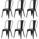 Kit 6 Cadeiras Tolix Fosca Aço Industrial Preto, Estilo Retrô Para Sala, Cozinha Ou Escritório