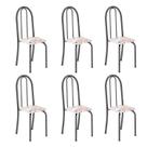 Kit 6 Cadeiras Tubular 96x36x41 cm Iris B Prata/Botanic Bege/Mart