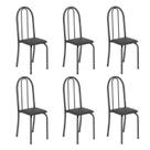 Kit 6 Cadeiras Tubular 96x36x41 cm Iris B Prata Preto/Martelado