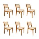 Kit 6 Cadeiras Viena Madeira Maciça Cinamomo Encosto Palha Sintética Sextavada