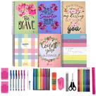 Kit 6 Cadernos Menina Grande Material Escolar + Acessórios