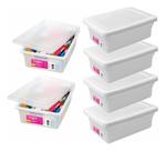 Kit 6 Caixa 11 Litros Branca Armazena Açougue Aves Carnes Multiuso
