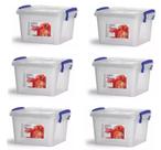 KIT 6 Caixa Box Top 2,5 Litros Transparente Com Trava N486