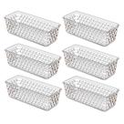 Kit 6 Caixa Cesto Organizador Multiuso Comprido Organizador de Geladeira Transparente Preto Rosa Branco