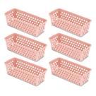 Kit 6 Caixa Cesto Organizador Multiuso Comprido Organizador de Geladeira Transparente Preto Rosa Branco