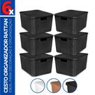 Kit 6 Caixa Cesto Organizadora c/ Tampa Banheiro 7L 29x19
