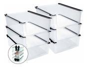 Kit 6 Caixa Multiuso Organizador Plástico Empilhável Ordene