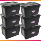 Kit 6 - Caixa Organizadora 20 Litros Preta Com Trava