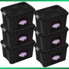 Kit 6 Caixa Organizadora Container 56 L C/ Tampa e Trava Preta Kit 6 Caixa Organizadora Container 56 L C/ Tampa e Trava Preta