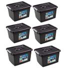 Kit 6 Caixa Organizadora Multiuso Preta Com Tampa 30L