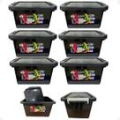 Kit 6 Caixa Organizadora Multiuso Preta Com Trava 10 Litros