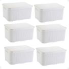 Kit 6 Caixa Organizadora Rattan Grande 16 L Branco Com Tampa
