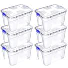 Kit 6 Caixa Organizadora Transparente Grande Tampa Trava 30 Litros